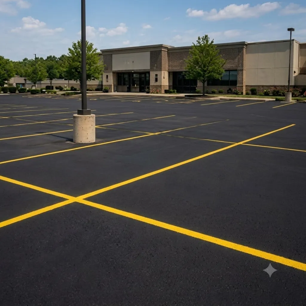 Finished lot with fresh yellow striping